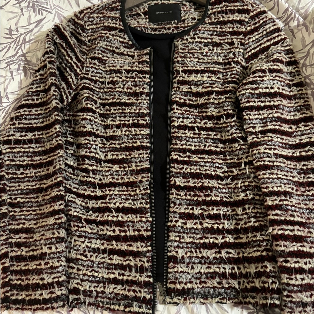 Maison Scotch Fashion Blazer In Multi Colour Tweed